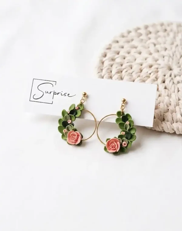 SurpriseAisle_rose wreath earrings.2 Rose Wreath