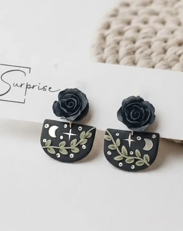 Floral Moon Earrings