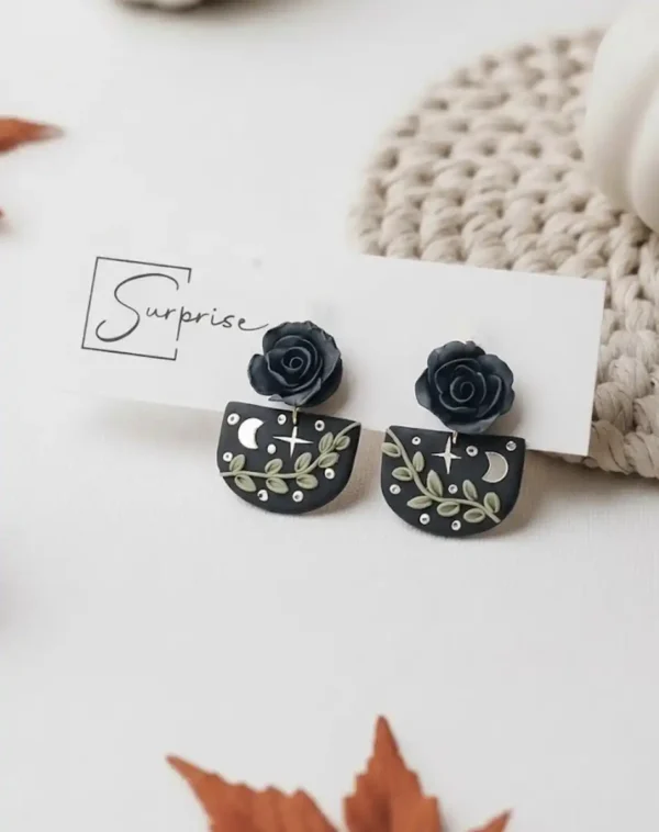 Floral Moon Earrings