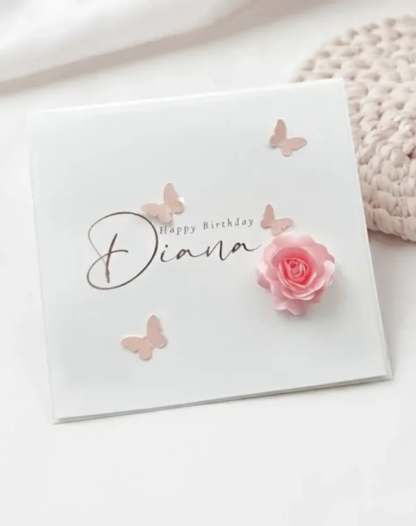 Birthday Card Roses & Butterfly