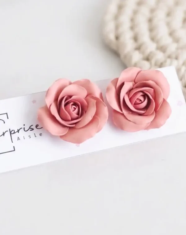 SurpriseAisle_Pink Rose 4 Pink Rose Clay Earrings | Handmade Bridesmaid Gift